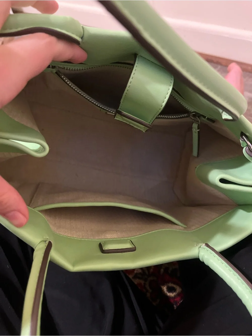 Tory Burch Mint Green Leather Double-Handle Tote